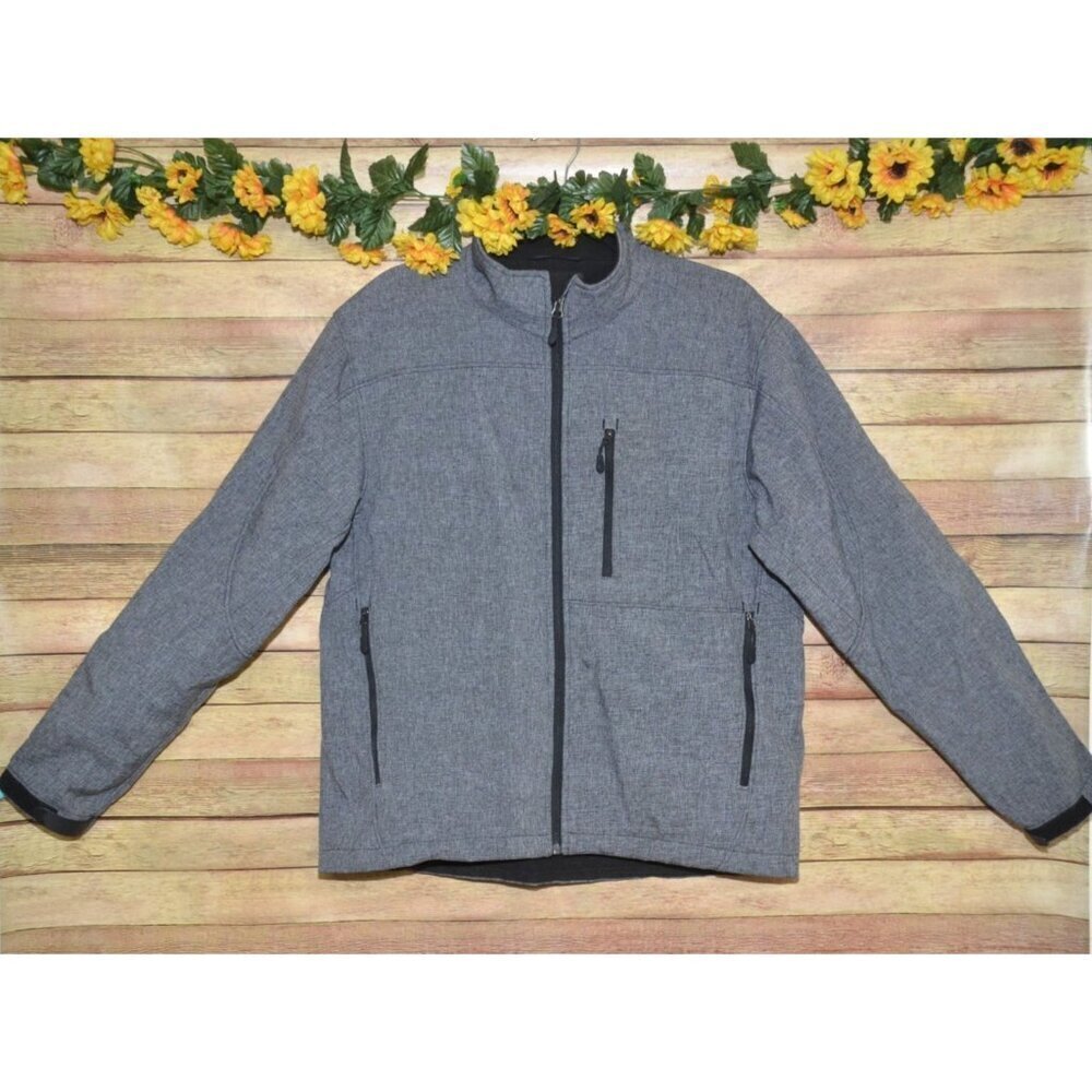 Kirkland Signature Men's Gray Zip Up Jacket Size L Warm Lining Pockets Winter